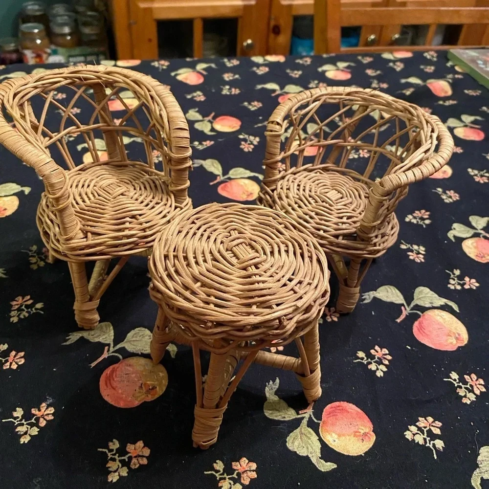 Miniature Wicker Chair and Table Set